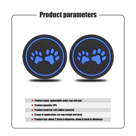 cueclue 2 PCS Car Cup Holder Coaster, 2.75 Inch Cute Dog Paw Silicone Anti Slip Car Coaster Mat, Universal Auto Cup Holder Insert Coaster for Most Cars, Trucks, RVs and More (Black & Blue)