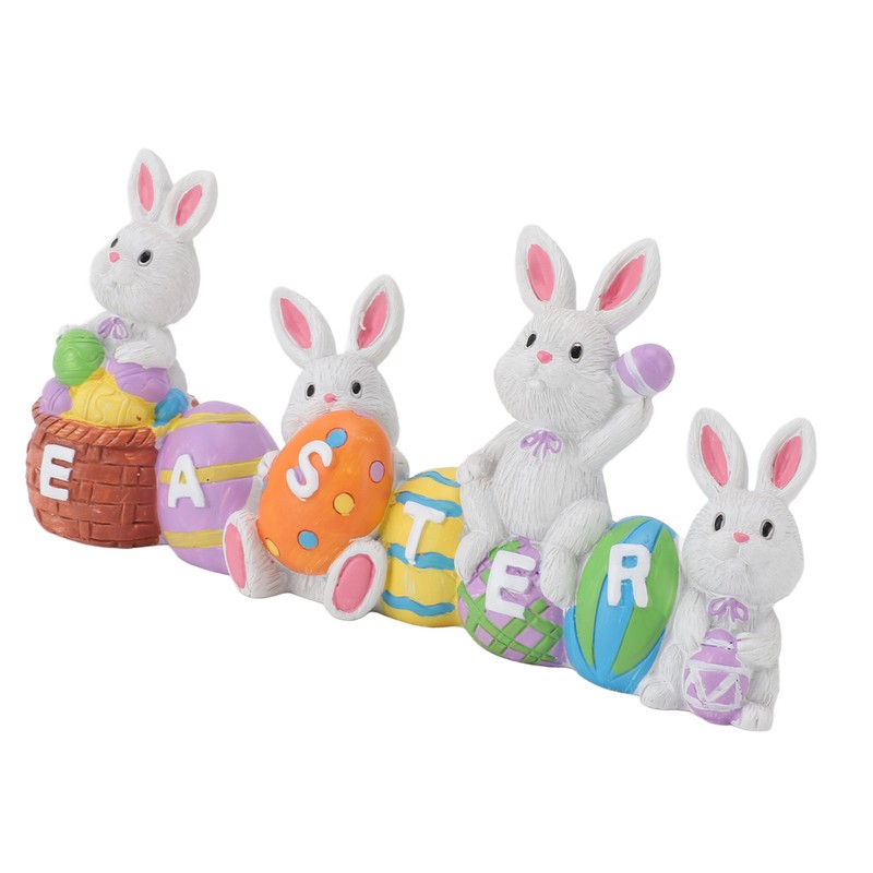 Easter Rabbit Decoration Multipurpose Vivid Cute Hand Painted Resin Rabbit