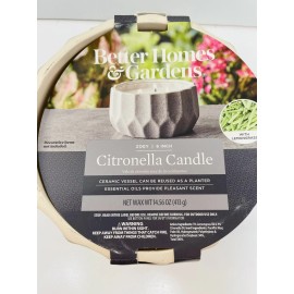 Better Homes & Gardens Outside Citronella 6" Ceramic 3-Wick Candle W/ Fresh Lemongrass Fragrances Gray