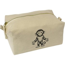 'Happy Baby Monkey' Canvas Wash Bag/Makeup Case (CS00042234)