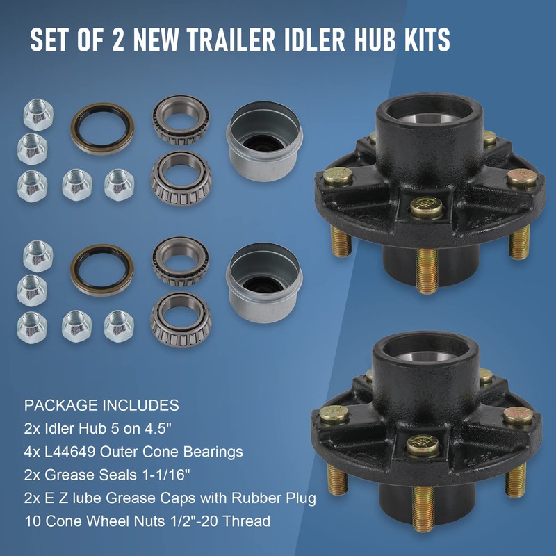 JDMSPEED 2 Trailer Idler Hub Kits 5 on 4.5" Replacement