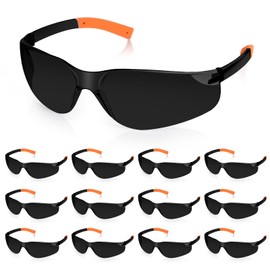 12pairs Safety Glasses Bulk Outdoor Protective Eyewear Scratch-Resistant Clear Grey Protective Eyewear Tinted Safety Glasses Bulk Lab Glasses(12, Grey/Orange Leg)