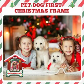GROWTHMAGIC Pet Dog First Christmas Frame - Wood House Shape 2024 My First Christmas Picture Frame 4x6 Gifts for Dog Puppy Lovers New Pet Owners Gifts