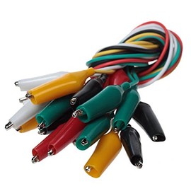 Alligator Clip Lead Set 10 Pack 1' FT Long 1" Inch Color Coded Clips 24 AWG Test Leads Alligator Clip Test Leads 1' FT Length, Heavy Duty Design, 10 Pack
