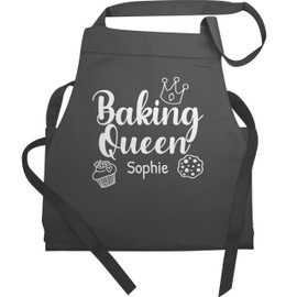 Geschenk mit Namen personalisiert by Shirtracer - Apron - Baking Apron Women - Baking Queen with Name, 1 anthracite