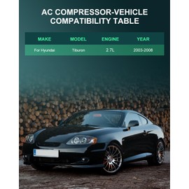 Air Conditioner AC Compressor with Clutch OE, Replacement for 2003-2008 Fit for Hyundai Tiburon 2.7L