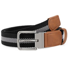 SANSTHS Reversible Braided Belt for Men and Women, Elastic Stretch Woven Golf Belts for Men, Casual Jeans Sports Work 1 3/8"