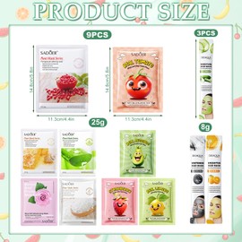 12 Piece Face Mask Set, Daily Care Face Cloth Masks, with Clay Mask, for Hydration, Anti-Ageing, Anti-Wrinkle Effect, Cleansing Soothing and Brightening