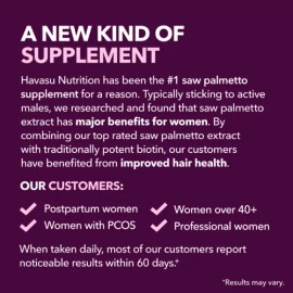 Havasu Nutrition Saw Palmetto Women's + Biotina 60 Caps Sfn