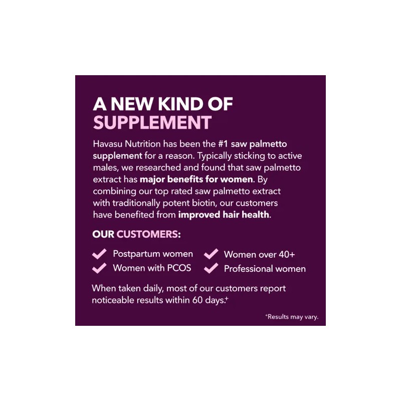 Havasu Nutrition Saw Palmetto Women's + Biotina 60 Caps Sfn