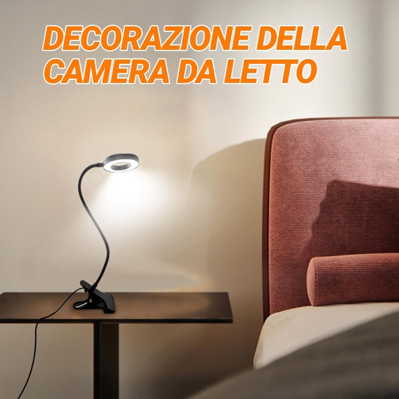 ZEYACHAN Clamp Light, Desk Lamp with USB Charger, 3 Light
