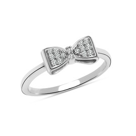 LeCalla 925 Sterling Silver Ring for Women | Classic Zirconia Bow Knot Promise Rings | Bowkont Statement Wedding Band Engagement Ring | (Ring Size - 8 No.)