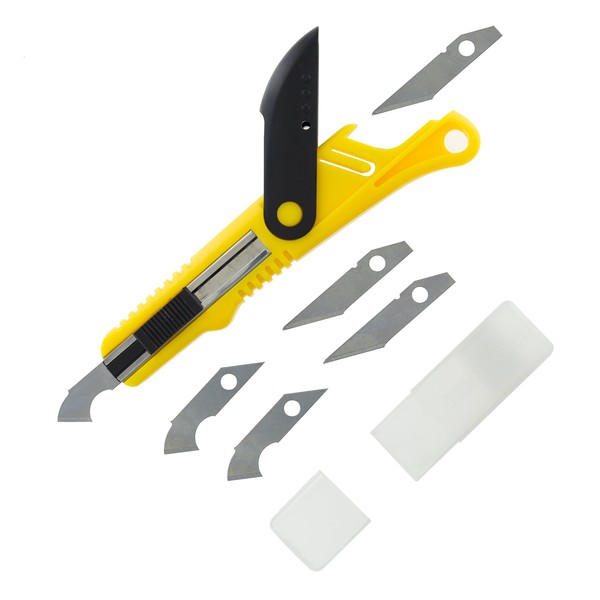 Modelcraft PKN4150/S Plastic Cutter Scriber Tool & 5 Spare Blades, Yellow/Black, 16.5cm