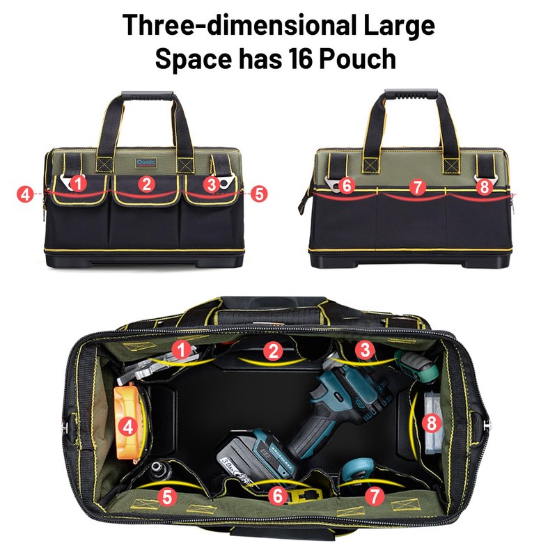 Tool Bag, Ounic 20 Inch Large Tool Bag Heavy Duty