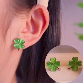  St Patricks Day Earrings for Women, Trendy Statement Four Leaf Clover Shamrock Earrings Stud, St Patricks Day Outfits & Shirt Accessories for Women