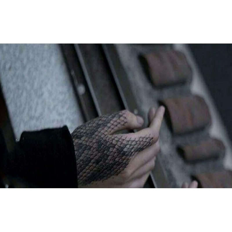 Set of 2 Snake Scale Tattoo Stickers, Black Temporary Fake