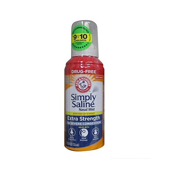 Simply Saline Nasal Mist Extra Strength Severe Congestion 4.6 oz (Pack of 8)