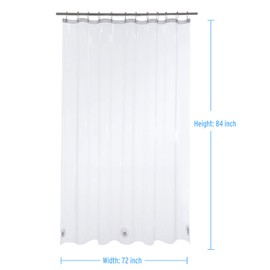 AmazerBath 12 Gauge Heavy Duty Crystal Clear Thick Shower Curtain Liner with Heavy Duty Clear Stones and 12 Grommet Holes Waterproof Bathroom Plastic Shower Curtain Liner- 72" W x 84" H