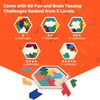 Wooden Hexagon Tangram Puzzle for Kids Adults, Geometric Shape Pattern