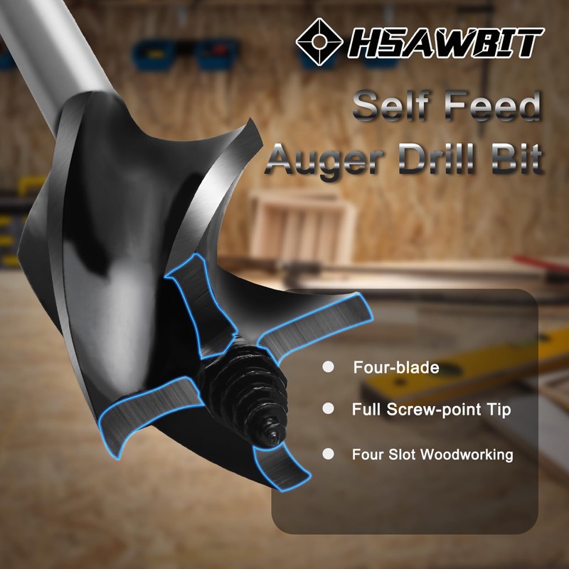 hsawbit 2pcs x 38mm x 165mm Wood Drill Bit, Auger