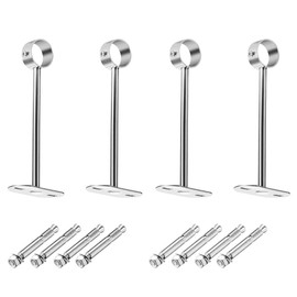 Aopin Curtain Rod Bracket 13.8 Inch (350mm) Stainless Steel Ceiling Closet Pole Bracket Wall Mounted Mounting Bracket, 4 Set