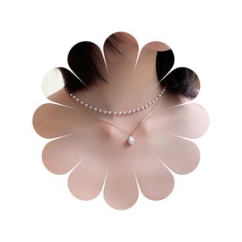 MIQIQAO Boho Pearl Short Choker Necklace Layered Pearl Pendant Necklace Golden Plated Skinny Chain Pearl Pendant Necklace Jewelry For Women And Girls