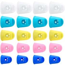 Pndeyo 20pcs Rubber Finger Tip Guard, 5 Sizes Finger Grips Protector for Sorting Paper, Rubber Fingertip Cover Cap for Sewing Carving Cutting Painting Guitar Playing- 5 Colors