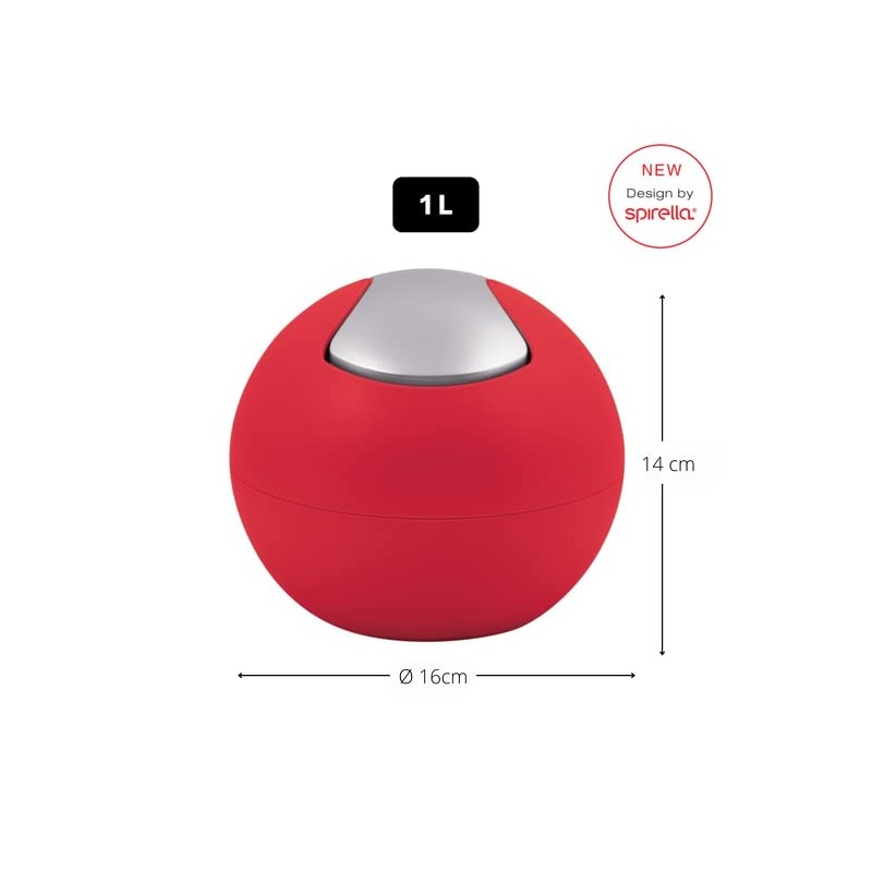 Spirella Cosmetic Bin 1 Litre Swing Lid Bin Table Waste