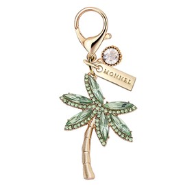 MONNEL MC384 Crystal Coconut Tree Lobster Clasp Charm for Women with Velvet Bag (Green,1 Piece)