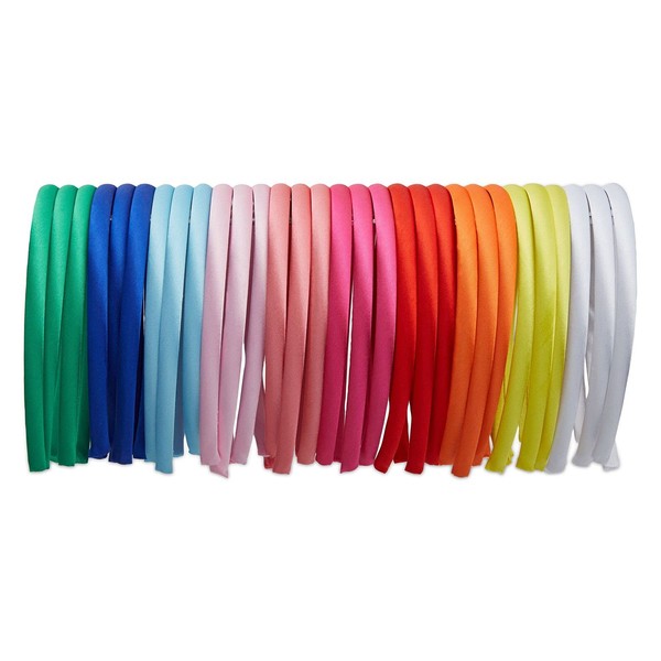 Genie Crafts Bulk Satin Headbands, Hair Accessories for Women, Teens, Girls (10 Colors, 60 Pack)