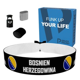 Bosnien & Herzegowina runde Flaggen Stoffarmband - Wasserfestes Satin-Armband - Bosnien & Herzegowina Fanarmband - Sportaccessoires für WM & EM - Geschenk für Sportfans & Patriot