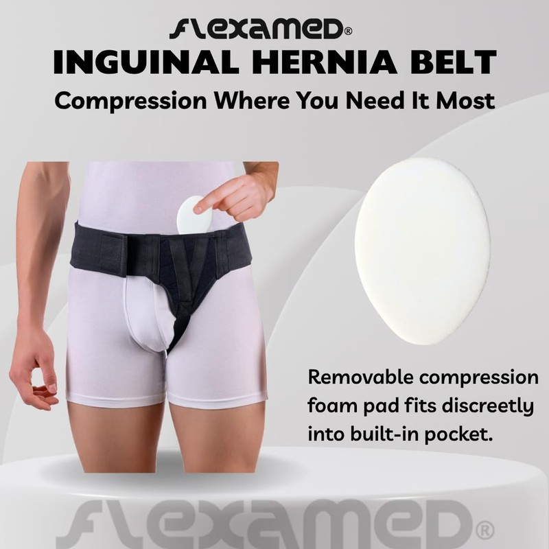 FlexaMed Right Side Inguinal Hernia Groin Belt with Compression Pad