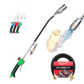 Sunlight® Propane Torch Weed Burner with 13 ft Hose, Adjustable 2,200,000 BTU Self Igniting Flamethrower, Heavy Duty Turbo Blow Torch For Garden, Wood, Melting Ice, Snow, Stumps, Grilling | Green
