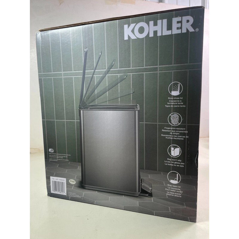 Kohler 6L Stainless Steel Step Trash Bin Soft-Close Lid Durable