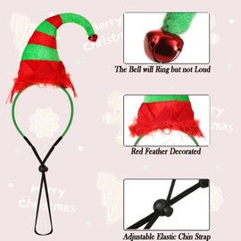 Dog Elf Hat Headband and Christmas Pet Collar with Bells