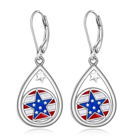 4th of July Patriotic Earrings for Women Red White and Blue American Flag Patriotic Fourth of July Earrings Dangle Jewelry Sterling Silver USA Independence Day Patriots Gifts