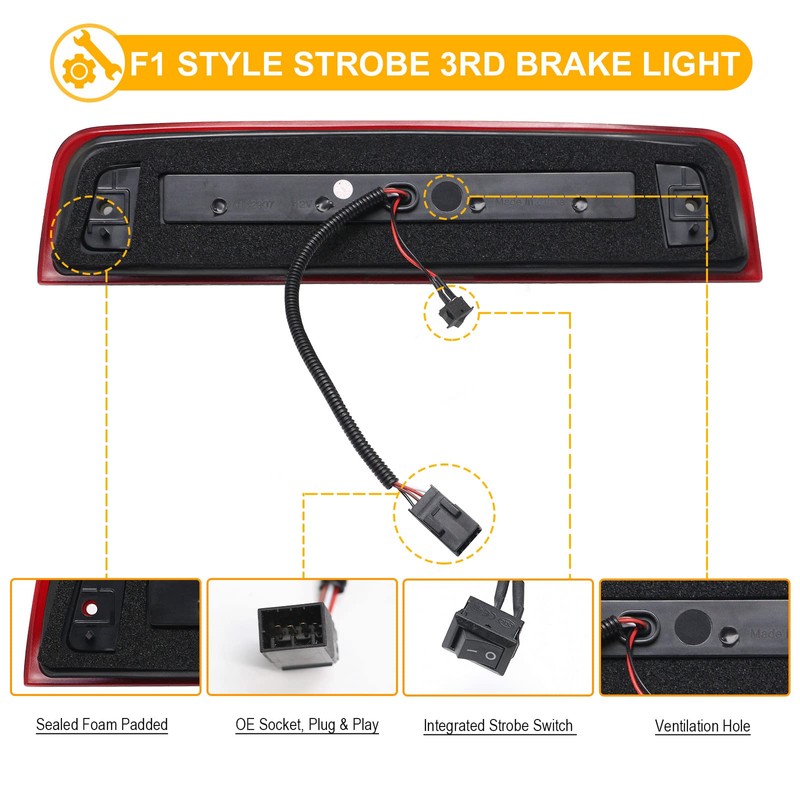 Third 3rd Brake Light Compatible With 2009-2018 RAM 1500, 2010-2026