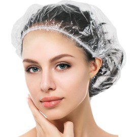 Auban gorro de ducha desechable, 100 piezas gorras de ducha grandes y gruesas de plástico elástico para mujeres niños niñas, spa de viaje, hotel y salón de belleza, uso doméstico