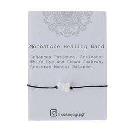The Blue Yogi Healing band -2 in 1 protection Bracelet/Anklet with an affirmation- Tie Closure (moonstone)