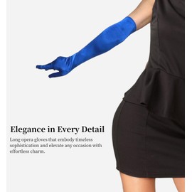 MDSTYLE Long Opera Gloves for Women - 20s Party Costume - Elbow Length Tea Party Satin Gloves - Princess Accessories (1, Royal Blue, One Size)