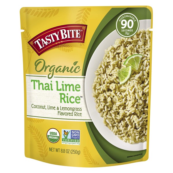 Tasty Bite Organic Thai Lime Rice, Ready to Eat Microwaveable Cooked Rice, Vegan, 8.8 Ounce (Pack of 6)