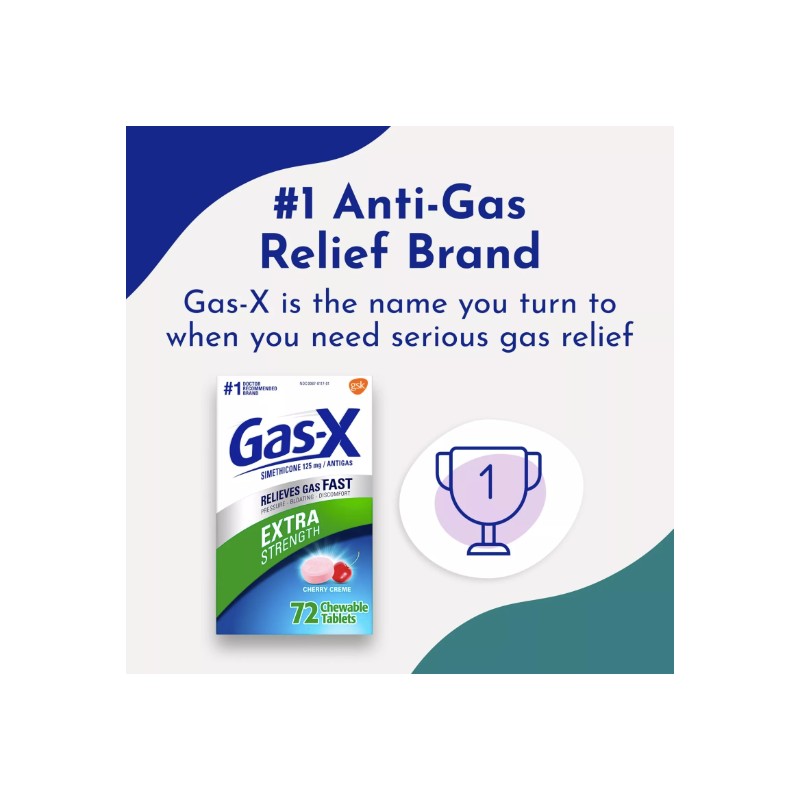 Gas X Extra Strength Cherry Chewable Tablets 72 Count Simethicone