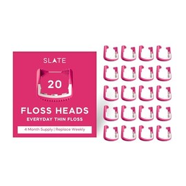 SLATE Recargas De Hilo Dental De Pizarra - 20 Cabezales De Hilo Rosa | Hilo Tejido Reutilizable, Hilo Sin Pfas E Hilo Dental Sin Encerar | Recambio De Hilo Dental Para Pizarra | Incluye Rasp