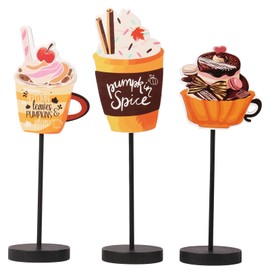 RoseCraft Fall Decor, 3PCS Wooden Autumn Tabletop Sign Decorations for Home Farmhouse Harvest Weeding Birthday Holiday Indoor Party Decor.