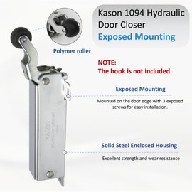 Kason 1094 Hydraulic Door Closer, Exposed Mounting for Walk-in Coolers/Freezers