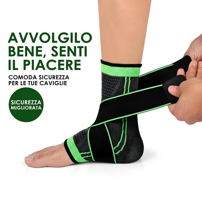 Cavigliera Sportiva a Compressione Graduata con Fasce Elastiche Regolabili –