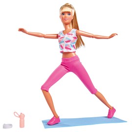 Simba Steffi Love Sport, 105733501 Doll in Sporty Clothing with Fully Movable Body, 14 Joints, with Sports Mat and Water Bottle, 29 cm, for Children from 3 Years