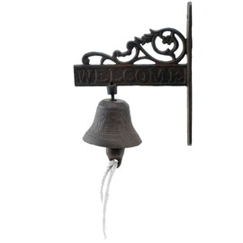 Flag Emotes Cast Iron Dinner Bell Flower Vine Welcome Sign Distressed Brown