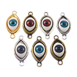 GraceAngie Vintage Metal Mixed Evil Eye Connector Charms for Jewelry Making 24 Pcs/lot