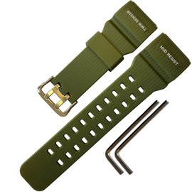 Natural Rubber Strap/Replacement Watch Band for Casio men's G-Shock Master of G Mudmaster Twin Sensor Sports Watch GG-1000/ GWG-100/ GSG-100 Series Watch Strap (Green)